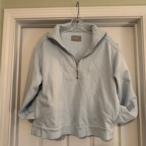 Quarter Zip Baby Blue Everlane Pullover Size M Organic Cotton